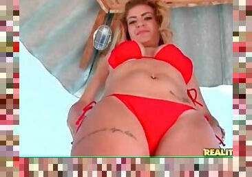Tattooed Brazilian with curves models bikini