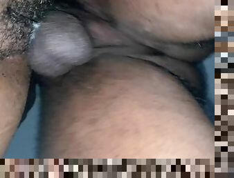 Something coming out that hairy pussy! Looks like cum ???? and she LOVES IT
