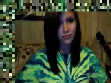 Video of a brunette teen girl talking to her BF via webcam