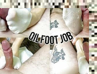 Oily White PED SockJob.BIG LOAD