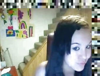 Cute brunette masturbating her pussy for the webcam