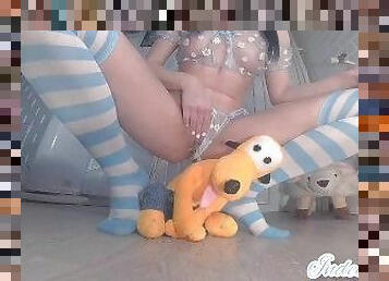 Petite Brunette Humping a Plushie & then Piss on it/ Plushies Content