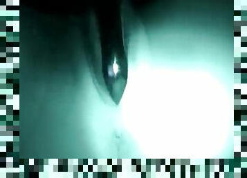 Dildo fucking in closeup with night vision camera