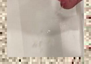 Cumming hard in hotel shower, pissing