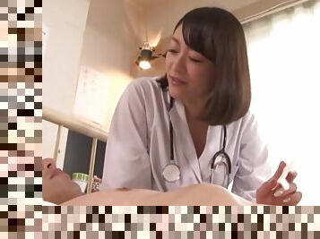 horny doctor Nishino Shou decides to fuck her client on the bed