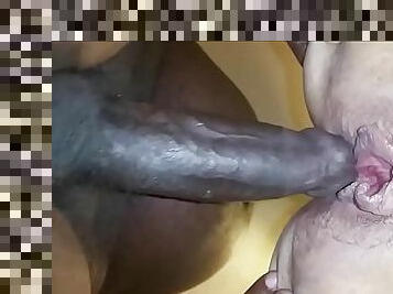 handsome black guy destroys wet and shaved cunt with his monster cock