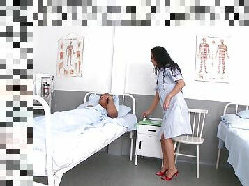Horny nurse Janet Joy wants to seduce a handsome patient