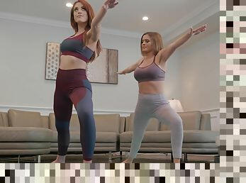 Krissy Lynn and Molly Stewart practicing yoga and having sex