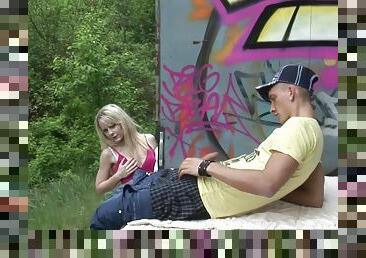 German teen public anal under bridge