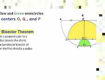 Calculate area of the Yellow and Green shaded semicircles (Pornhub)