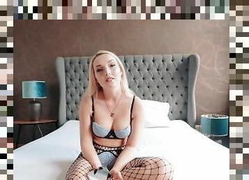 Blonde Big Ass Slut in Fishnets Fucking Big Cock