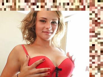 Blonde teen slut rubs her lovely fuck hole