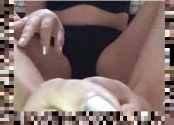 Hot Dominican Milf using her feet to get u cum, my first Foot Joi