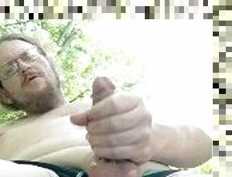 Naked in Nature 09: Risky jerk session beside a busy creek