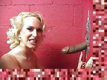 Blonde MILFs Ruth Blackwell and Sophie Dee discover a glory hole