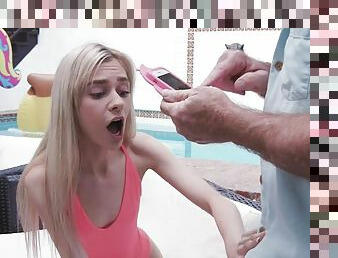 Tiny Blonde Teen Sucks Her Grandpas Fat Cock