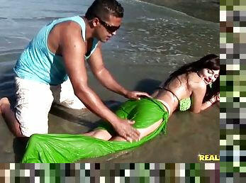 Stunning Brazilian Babe with Awesome Butt Fucked in the Ass at the Beach