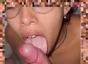 all my dick in her mouth giving her hot milk