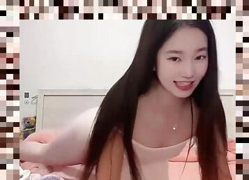 cute asian teen girl playing alone