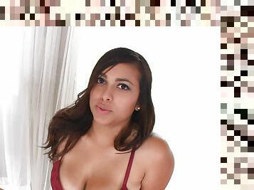 Busty Latina pornstar Monica Moreno swallowing cum