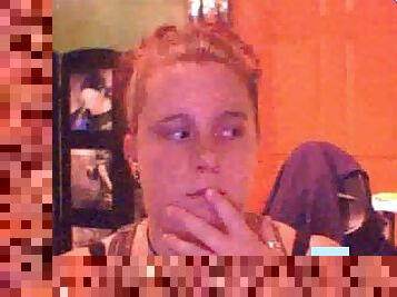 Fat girl strips off her underwear on webcam