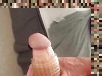 Fat 9 inch cock in a small sex toy