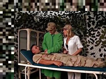 Injured soldier blown by sexy nurse