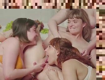 Ersties - Amateur foursome filled with sex toys and strap-ons