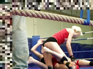 Backstage Vid Of Amazing Catfight with Blonde & Brunette Babes