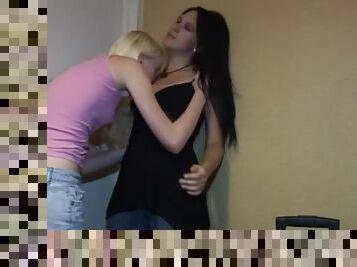 Sexy blond and a hot brunette are going lesbian in hotel