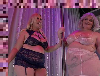 Two Lesbian BBW Strippers Masturbate