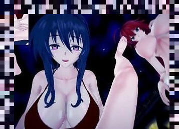 Futa Rias and Futa Akeno at night pool  Male taker POV DxD