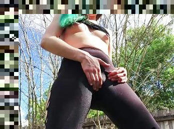 outdoor leggings piss and cum