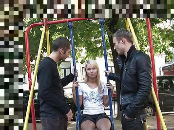 Russian teen gets picked up by two stranger for some explicit fun