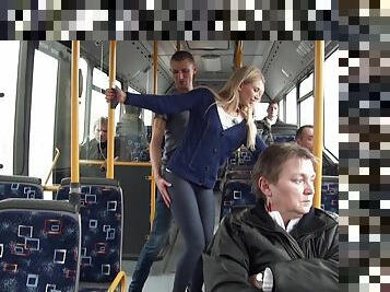 Lindsey Olsen gets her mouth and cunt drilled in a bus in reality video