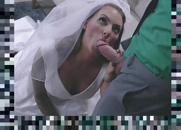 Busty beauty throats and fucks on her wedding day in slutty cheating scenes