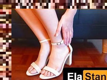 HIGH HEELS AND FEET TEASING, fetish, long legs, erotic, sensual fondling - Ela Stance