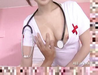 Smoking hot nurse gives a real amazing blowjob