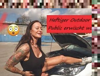 Heftiger Outdoor Sex!!! Public erwischt von 2 Arbeitern