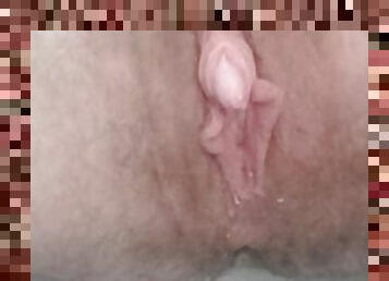 Piss with a little tdick (clit) jerking off