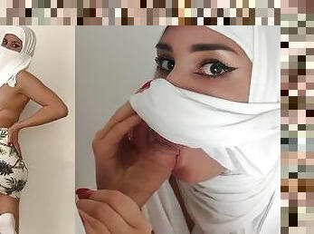 MUSLIM SLUT STRIP AND SUCK IN WHITE HIJAB