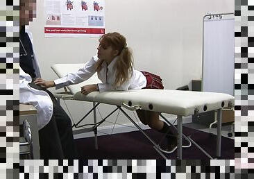 Tiffany Ella gets nailed by two doctors in an intense threesome