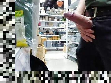 Hard cock out in public store