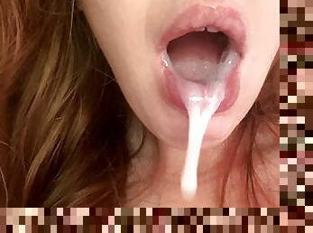 Deep blowjob and cum in mouth. Redhead is sucking my cock.