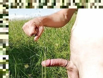 Extreme outdoor Torture muschroom head to cumshot