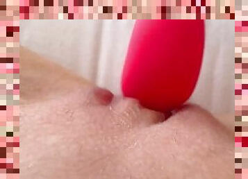 My pussy is throbbing while I put vibrator on it. Vibrating pussy close up masturbation and orgasm