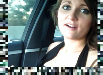 Kenzie Vaughn moans while being fingered in the car - HD