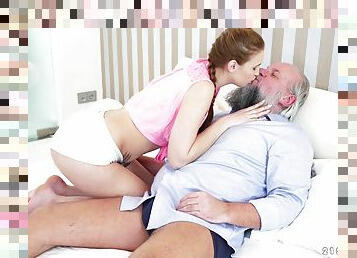 Lulu Love fucking an ancient gentleman with a beard