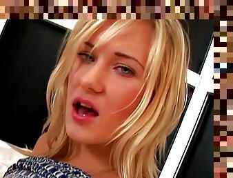 Amateur video of pretty blonde Kathy Seeger giving a nice handjob