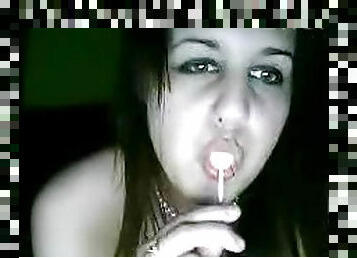 Sweet girlfriend is sucking tasty candy